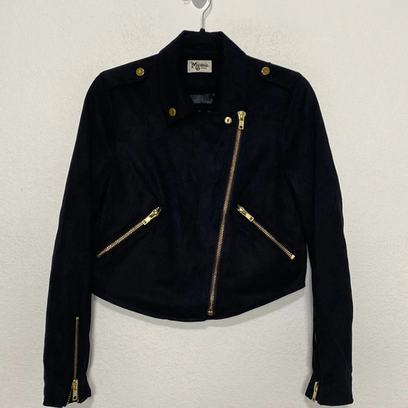 Show Me Your Mumu Black Faux Suede Cropped Moto Jacket Size S - Picture 1 of 10